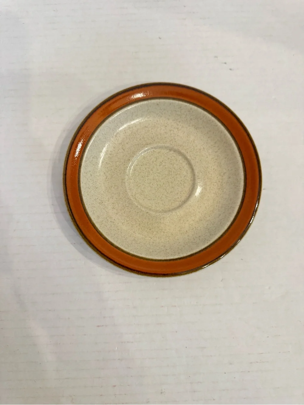 2 Sets of Sears Sahara Orange Flat Cup & Saucer Discontinued Stoneware Japan